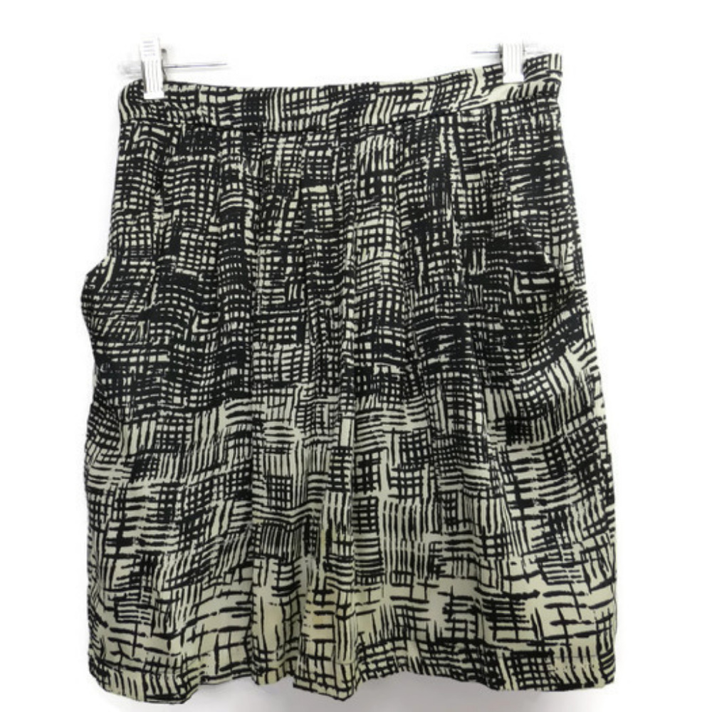 Aqua Skirt Black Beige Geometric Size Large Lined